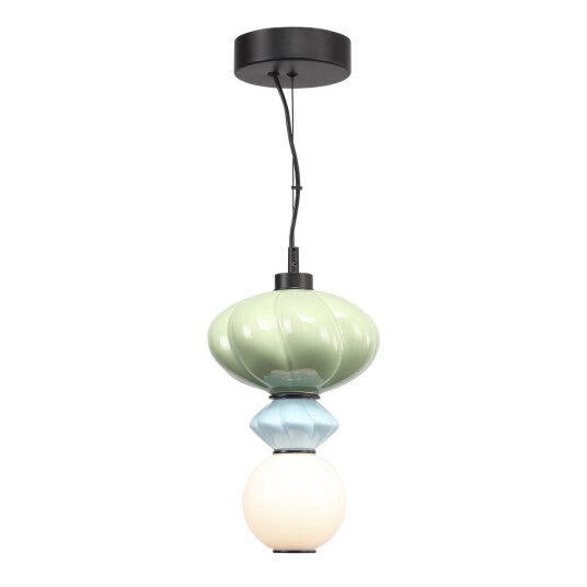 Фото SL6134.403.01 Светильник подвесной ST-Luce черный/зелёный, синий, опаловый LED 1*8W 3000K ФЛОРЕНТИНИ